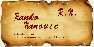 Ranko Nanović vizit kartica